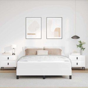vidaXL Ramka łóżka z materacem Czysta biała 160 x 200 cm tkanina (3398639) 7