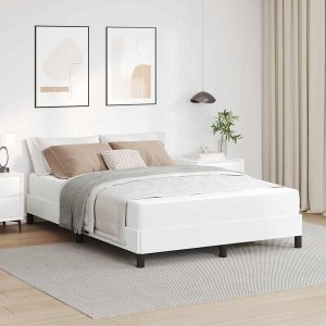 vidaXL Ramka łóżka z materacem Czysta biała 160 x 200 cm tkanina (3398639) 8