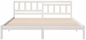 vidaXL Ramka łóżka Z zagłówkiem Biały 200 x 200 cm Lite drewno sosnowe (872219) 2