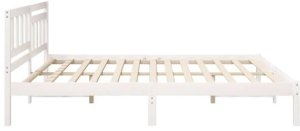 vidaXL Ramka łóżka Z zagłówkiem Biały 200 x 200 cm Lite drewno sosnowe (872219) 3
