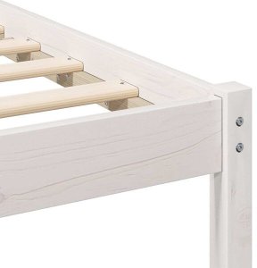 vidaXL Ramka łóżka Z zagłówkiem Biały 200 x 200 cm Lite drewno sosnowe (872219) 5
