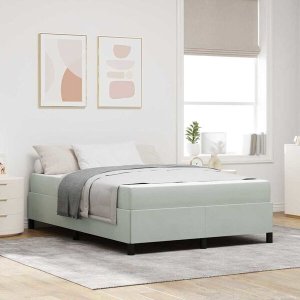 vidaXL Ramka łóżka z materacem Jasnoszary 140 x 190 cm tkanina (3399060) 5