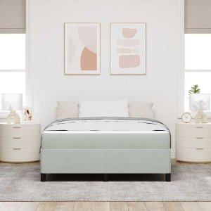vidaXL Ramka łóżka z materacem Jasnoszary 140 x 190 cm tkanina (3399060) 6