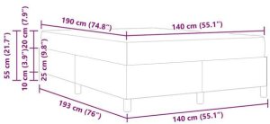 vidaXL Ramka łóżka z materacem Jasnoszary 140 x 190 cm tkanina (3399060) 7