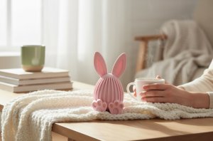 Dekoracja świąteczna Cotton World Dekoracja wielkanocna Wielkanocny Zajączek figurka zajączka 3D - różowy 2