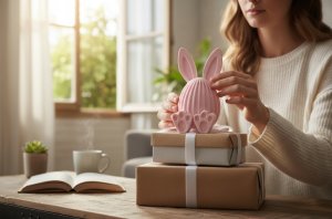 Dekoracja świąteczna Cotton World Dekoracja wielkanocna Wielkanocny Zajączek figurka zajączka 3D - różowy 4