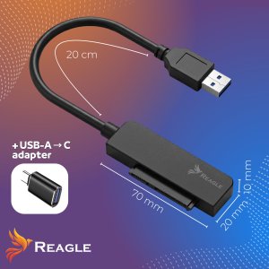 Stacja dokująca Qoltec Adapter SATA USB SSD HDD 2,5" 2w1 USB-C 3.1 5Gb/s REAGLE PRZEJŚCIÓWKA DO DYSKU KABEL NA DYSK 9