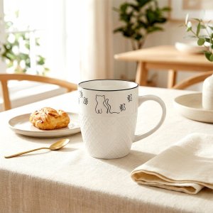 Karolina Kubek Porcelanowy 380 ml Kotek Biały z Uchem 2