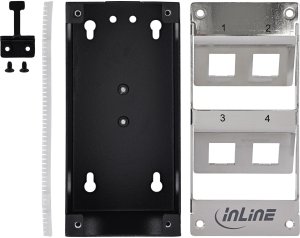 Delock InLine® Rozdzielacz 4-Port Cat.6A Ściana/kolumna w tym moduły Keystone 5