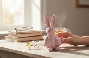 Dekoracja świąteczna Cotton World Nowoczesna dekoracja wielkanocna Ribbed Bunny with Egg figurka zajączka - różowy 4