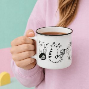 Cup&You Kubek z uchwytem na kawę herbatę czekoladę z motywem kota CAT ARTIST 350ml - prezent dla koleżanki przyjaciółki żony babci mamy kobiety siostry niej 4