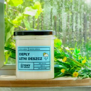 Cup&You Naturalna ręcznie robiona świeca sojowa zapachowa w szkle CIEPŁY LETNI DESZCZ 50h palenia 300ml - prezent upominek dla kobiety mamy dziewczyny żony babci niej 2