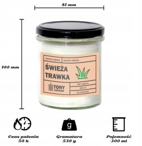 Cup&You Naturalna ręcznie robiona świeca sojowa zapachowa w szkle ŚWIEŻA TRAWKA 50h palenia 300ml - prezent upominek dla kobiety mamy dziewczyny żony babci niej 4