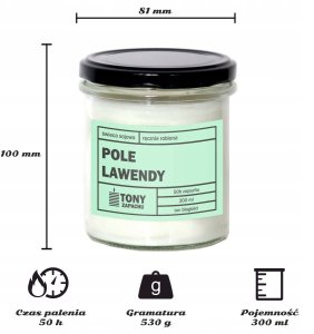 Cup&You ręcznie robiona świeca sojowa zapachowa w szkle POLE LAWENDY 50h palenia 300ml 3
