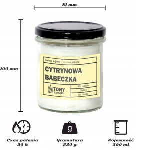 Cup&You Naturalna ręcznie robiona świeca sojowa zapachowa w szkle CYTRYNOWA BABECZKA 50h palenia 300ml - prezent upominek dla kobiety mamy dziewczyny żony babci niej 3