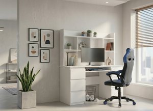 Biurko 4HouseDesign Zestaw biuro Z. KUBA Drift Zes Biały Niebieski 2