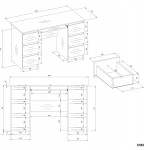 Biurko 4HouseDesign Zestaw biuro Z. KUBA Drift Zes Biały Niebieski 6