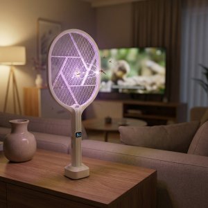 NO PEST Elektryczna Łapka Packa Lampa Owadobójcza UV Led 2w1 na Komary Muchy Muszki Osy Paletka Rażąca Prądem 3000V 11