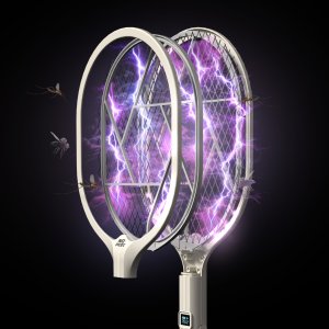NO PEST Elektryczna Łapka Packa Lampa Owadobójcza UV Led 2w1 na Komary Muchy Muszki Osy Paletka Rażąca Prądem 3000V 8