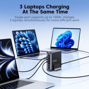 Ładowarka Tech-Protect TECH-PROTECT DC240W-GAN 6-PORT DESKTOP CHARGER PD 240W / QC3.0 BLACK 6