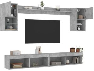 vidaXL VidaXL 6-częściowy zestaw mebli TV z LED, szarość betonu 2