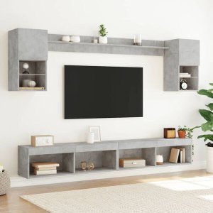 vidaXL VidaXL 6-częściowy zestaw mebli TV z LED, szarość betonu 5