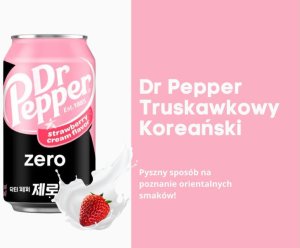 Coca Cola Company Dr. pepper napój gazowany bez cukru o smaku truskawki zero sugar strawberry cream Koreański 355ml 3