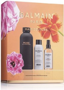 Balmain Set Professionnel Muza Wiosny Steel Water Bottle Black Professionnel Argan Oil Hair Leave-In Conditioner For Hydrate/Detangle & Shine 50 ml Professionnel Butane Hair Spray For Volume Light Hold 200 ml 2
