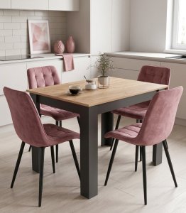 OSKAR Krzesło velvet ciemny róż SPLIT czarne nogi loft do kuchni jadalni x3 11
