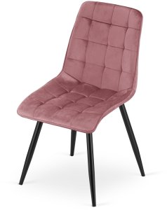 OSKAR Krzesło velvet ciemny róż SPLIT czarne nogi loft do kuchni jadalni x3 4