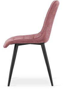 OSKAR Krzesło velvet ciemny róż SPLIT czarne nogi loft do kuchni jadalni x3 5