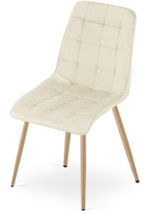OSKAR Krzesło jasnobeżowe welurowe SPLIT nogi dąb 3 szt. do salonu jadalni 4