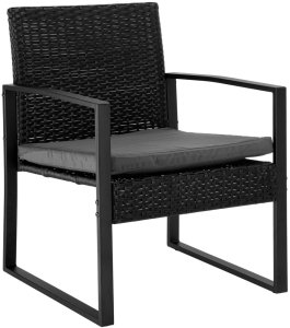 LeanToys Zestaw Meble Ogrodowe Rattan Dwa Krzesła Stolik Na Taras Balkon Czarne 5