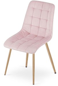 OSKAR Krzesło velvet Split jasnoróżowe nogi dąb do salonu jadalni glamour x3 4