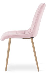 OSKAR Krzesło velvet Split jasnoróżowe nogi dąb do salonu jadalni glamour x3 5