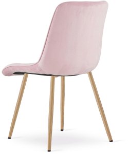OSKAR Krzesło velvet Split jasnoróżowe nogi dąb do salonu jadalni glamour x3 6