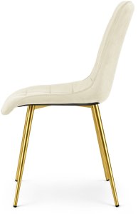 OSKAR Krzesło velvet Split jasnobeżowe złote nogi glamour do salonu x4 5