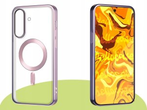 Hello Case Etui Do Galaxy A36 / A37 / A57 (Do Magsafe, Różowe Złoto, Metal, Clear) 3