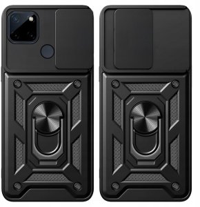 Hello Case Etui Pancerne Do Realme C21Y / C25Y (Czarne, Armor, Ochronne, Holder, Ring) 5
