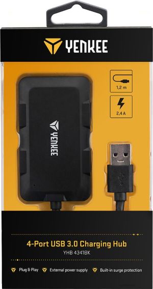 HUB USB Yenkee YHB 4341BK 4x USB-A 3.0 (45013121) 4