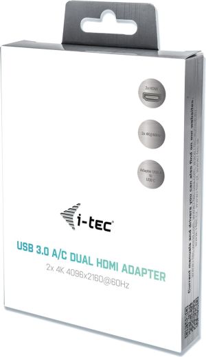 Stacja/replikator I-TEC Brak USB - HDMI x2 Czarny  (U3DUAL4KHDMI) 4
