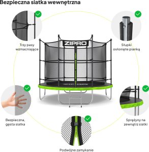Trampolina ogrodowa Zipro Jump Pro z siatką wewnętrzną 10FT 312cm 6