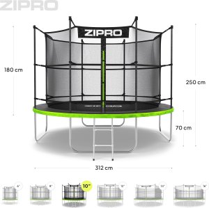 Trampolina ogrodowa Zipro Jump Pro z siatką wewnętrzną 10FT 312cm 10