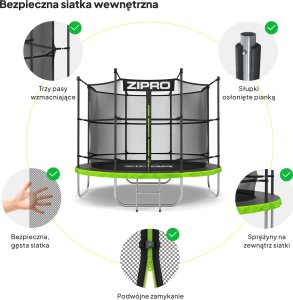 Trampolina ogrodowa Zipro Jump Pro z siatką wewnętrzną 10FT 312cm 6