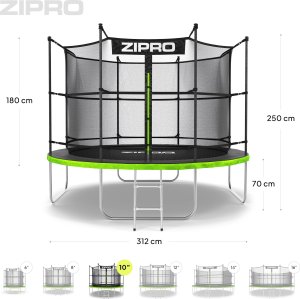 Trampolina ogrodowa Zipro Jump Pro z siatką wewnętrzną 10FT 312cm 10