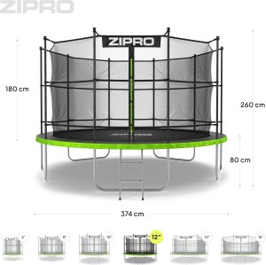 Trampolina ogrodowa Zipro Jump Pro z siatką wewnętrzną 12FT 374cm 10