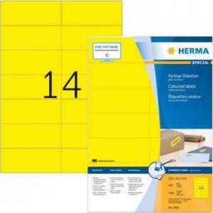 Herma Kolorowe etykiety A4, 105 x 42,3 mm, żółty, trwała przyczepność - 4555 1