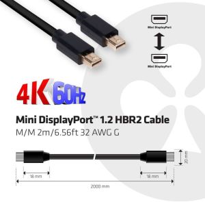 Kabel Club 3D DisplayPort Mini - DisplayPort Mini 2m czarny (CAC-2161) 2
