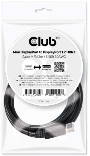 Kabel Club 3D DisplayPort Mini - DisplayPort 2m czarny (CAC-2163) 4