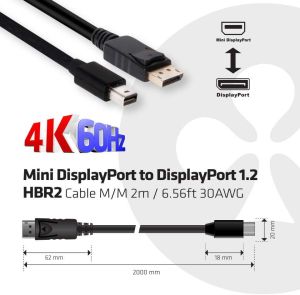 Kabel Club 3D DisplayPort Mini - DisplayPort 2m czarny (CAC-2163) 6
